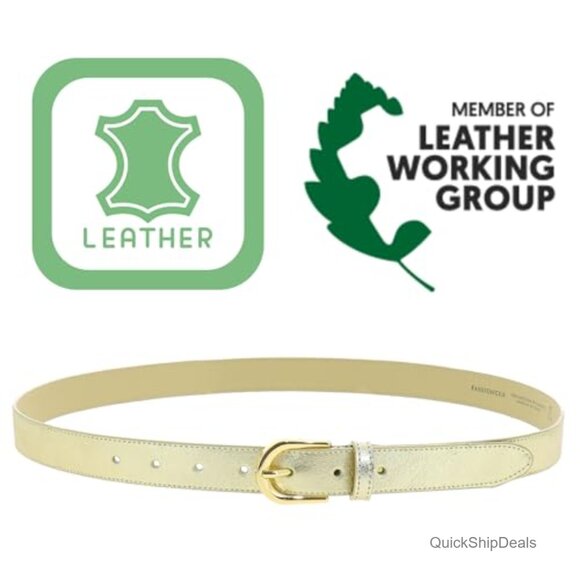 Genuine Italian Leather Belt, Slim Design, Polished Brass Buckle main image 7